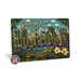 Greetings from Louisiana metal sign with horizontal vintage 'Greetings from Louisiana' large-letter postcard with New
