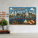Greetings from Maryland metal sign with horizontal vintage 'Greetings from Maryland' large-letter postcard with Annapolis