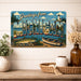 Greetings from Michigan metal sign with horizontal vintage 'Greetings from Michigan' large-letter postcard with Mackinac