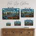 Greetings from Minnesota metal sign with horizontal vintage 'Greetings from Minnesota' large-letter postcard with Minnesota