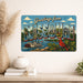 Greetings from Missouri metal sign with horizontal vintage 'Greetings from Missouri' large-letter postcard with St Louis