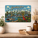 Greetings from Missouri metal sign with horizontal vintage 'Greetings from Missouri' large-letter postcard with St Louis