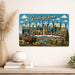 Greetings from Montana metal sign with horizontal vintage 'Greetings from Montana' large-letter postcard with Montana Rocky