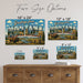 Greetings from Montana metal sign with horizontal vintage 'Greetings from Montana' large-letter postcard with Montana Rocky