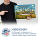 Greetings from Nebraska metal sign with horizontal vintage 'Greetings from Nebraska' large-letter postcard with Nebraska
