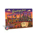 Greetings from Nevada metal sign with horizontal vintage 'Greetings from Nevada' large-letter postcard with Las Vegas Strip