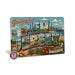 Greetings from New Jersey metal sign with horizontal vintage 'Greetings from New Jersey' large-letter postcard with Jersey