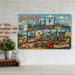Greetings from New Jersey metal sign with horizontal vintage 'Greetings from New Jersey' large-letter postcard with Jersey