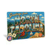 Greetings from North Carolina metal sign with horizontal vintage 'Greetings from North Carolina' large-letter postcard with