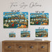 Greetings from North Carolina metal sign with horizontal vintage 'Greetings from North Carolina' large-letter postcard with