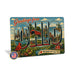 Greetings from Ohio metal sign with horizontal vintage 'Greetings from Ohio' large-letter postcard with Cleveland and