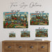 Greetings from Ohio metal sign with horizontal vintage 'Greetings from Ohio' large-letter postcard with Cleveland and