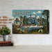 Greetings from Oregon metal sign with horizontal vintage 'Greetings from Oregon' large-letter postcard with Cascade peaks