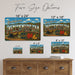 Greetings from Pennsylvania metal sign with horizontal vintage 'Greetings from Pennsylvania' large-letter postcard with