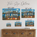 Greetings from Rhode Island metal sign with horizontal vintage 'Greetings from Rhode Island' large-letter postcard with