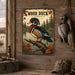 Wood Duck metal sign with vintage duck identification portrait style Wood Duck