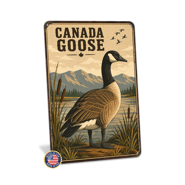 Canada Goose metal sign with vintage duck identification portrait style Canada Goose