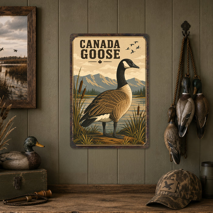 Canada Goose metal sign with vintage duck identification portrait style Canada Goose