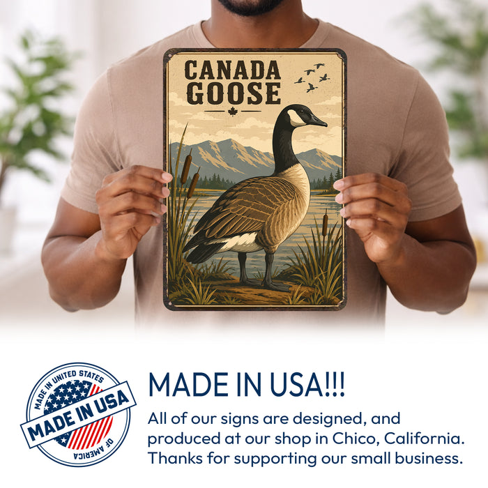 Canada Goose metal sign with vintage duck identification portrait style Canada Goose