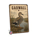 Gadwall Duck metal sign with vintage duck identification portrait style Gadwall Duck