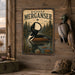 Hooded Merganser metal sign with vintage duck identification portrait style Hooded Merganser