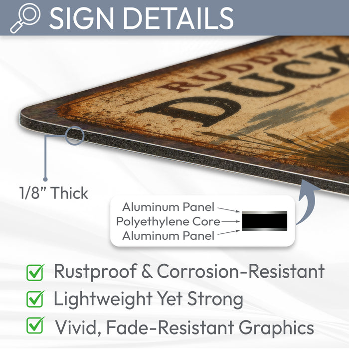 Ruddy Duck metal sign with vintage duck identification portrait style Ruddy Duck