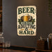 Beer Because Adulting Is Hard metal sign with vintage beer humor sign style — Beer Because Adulting Is Hard