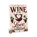 Wine Is My Love Language metal sign with vintage wine humor sign style — Wine Is My Love Language