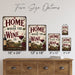 Home Is Where the Wine Is metal sign with vintage wine humor sign style — Home Is Where the Wine Is