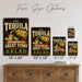 Tequila Because No Great Story Started With Salad metal sign with vintage tequila humor sign style — Tequila Because No