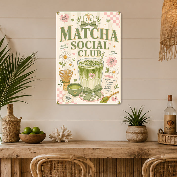 Spritz Social Club Italian Aperitivo Bar metal sign with boho vintage italian aperitivo bar poster — Spritz Social Club