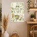Matcha Social Club Sips of Happiness metal sign with boho vintage matcha bar poster — Matcha Social Club Sips of Happiness