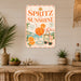 Spritz and Sunshine Beach Club Aperol metal sign with boho vintage italian aperitivo bar poster — Spritz and Sunshine Beach