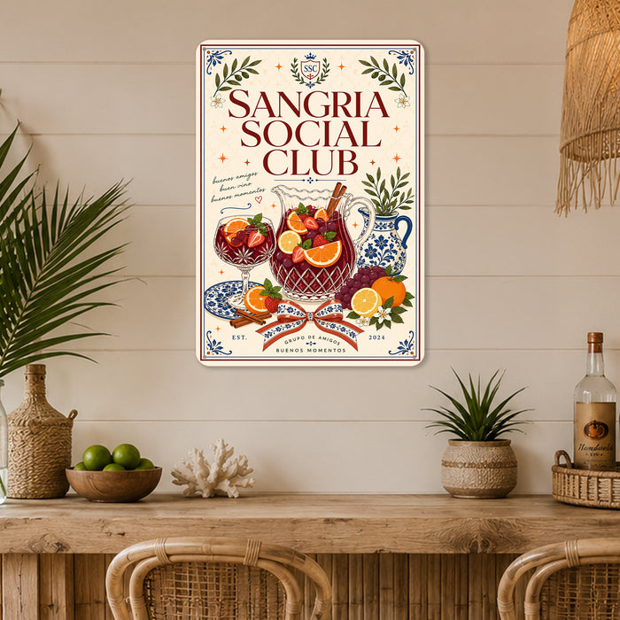 Martini Social Club Olives Laughter Late Nights metal sign with boho vintage coquette martini bar poster — Martini Social
