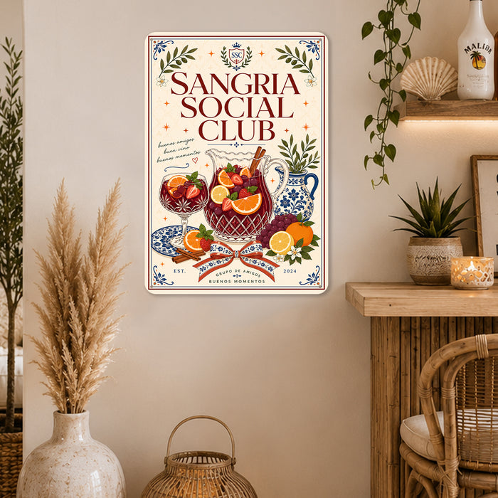 Martini Social Club Olives Laughter Late Nights metal sign with boho vintage coquette martini bar poster — Martini Social