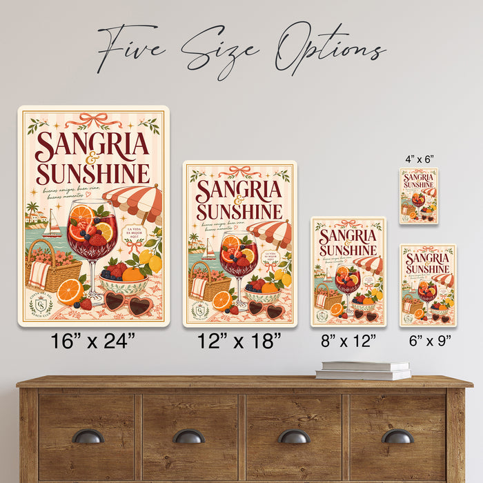 Cin Cin Spritz Club del Sole Italia metal sign with boho vintage italian aperitivo bar poster — Cin Cin Spritz Club del Sole
