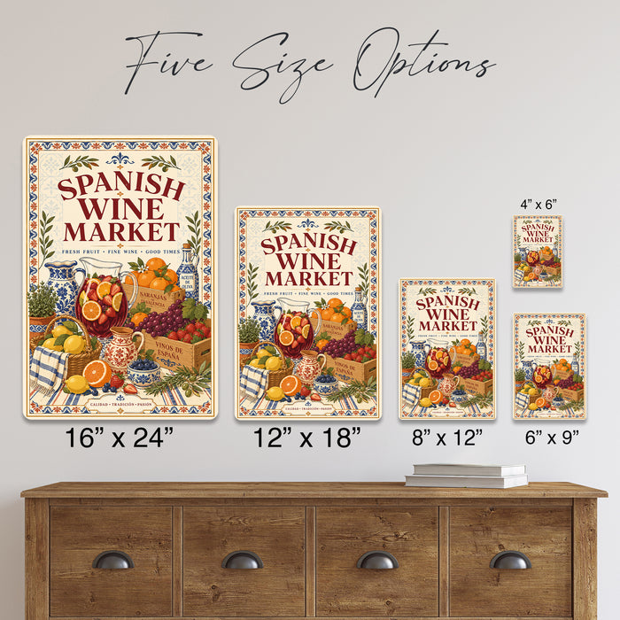 Sangria Social Club Buenos Amigos metal sign with boho vintage sangria bar poster — Sangria Social Club Buenos Amigos