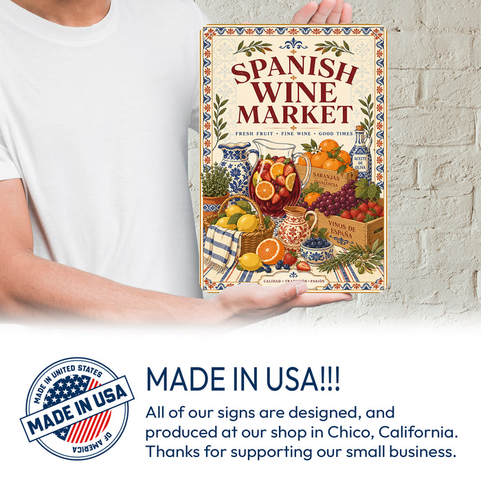 Sangria Social Club Buenos Amigos metal sign with boho vintage sangria bar poster — Sangria Social Club Buenos Amigos