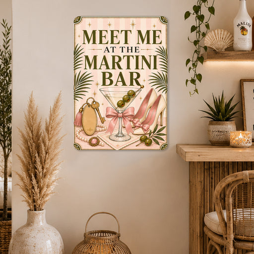 Extra Olives Please Martini Bar metal sign with boho vintage elegant martini bar poster — Extra Olives Please Martini Bar