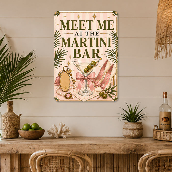 Extra Olives Please Martini Bar metal sign with boho vintage elegant martini bar poster — Extra Olives Please Martini Bar