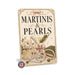 Martinis and Pearls Elegant Bar Sign metal sign with boho vintage coquette martini bar poster — Martinis and Pearls Elegant