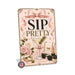 Sip Pretty Martini Cocktail Sign metal sign with boho vintage coquette martini bar poster — Sip Pretty Martini Cocktail Sign