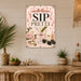 Sip Pretty Martini Cocktail Sign metal sign with boho vintage coquette martini bar poster — Sip Pretty Martini Cocktail Sign