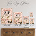 Sip Pretty Martini Cocktail Sign metal sign with boho vintage coquette martini bar poster — Sip Pretty Martini Cocktail Sign