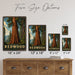 Coast Redwood California metal sign with vintage travel-poster illustration of coast redwood in California