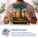 Madagascar Baobab Tree metal sign with vintage travel-poster illustration of baobab tree in Madagascar