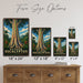 Rainbow Eucalyptus metal sign with vintage travel-poster illustration of rainbow eucalyptus in Hawaii