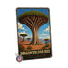 Dragons Blood Tree metal sign with vintage travel-poster illustration of dragons blood tree in Socotra