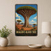 Dragons Blood Tree metal sign with vintage travel-poster illustration of dragons blood tree in Socotra