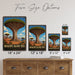 Dragons Blood Tree metal sign with vintage travel-poster illustration of dragons blood tree in Socotra